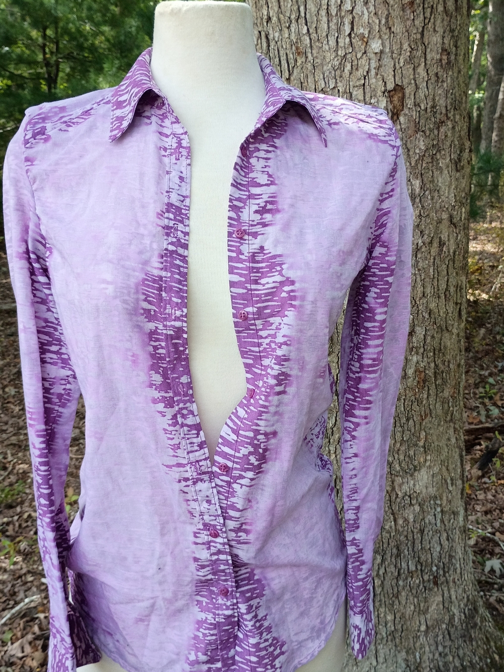 Kelly Wearstler Purple Printed Long Sleeve Button Down Shirt Size 0